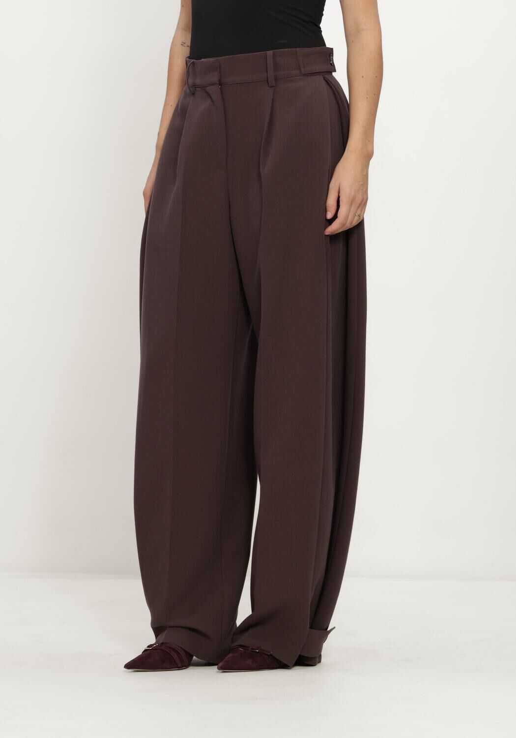 Braune CO'COUTURE Weite Hose ACILECC LEG PLEAT PANT - large