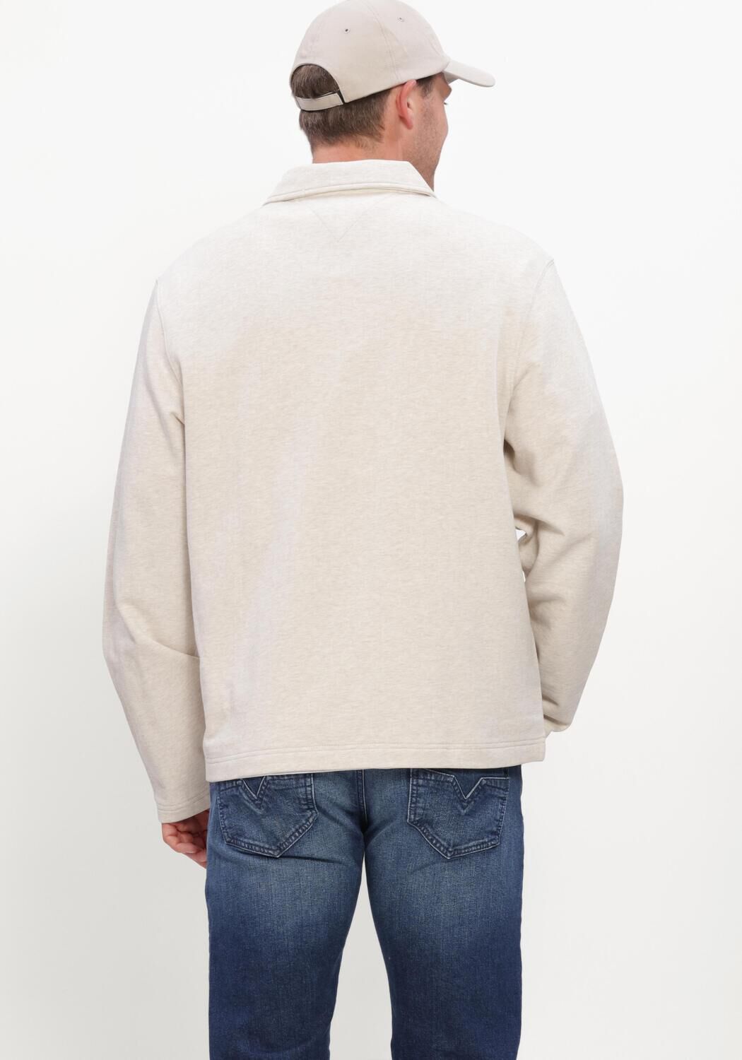 Ecru TOMMY HILFIGER Sweatshirt ESSENTIAL TERRY POCKET 1/4 ZIP - large