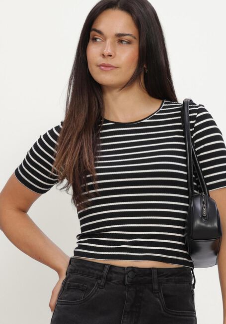 Schwarze ANOTHER LABEL T-shirt ELYNE STRIPE T-SHIRT S/S - large