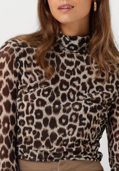 Braune CATWALK JUNKIE Tops & T-shirts MESH TURTLE NECK LEOPARD LONG SLEEVE - large
