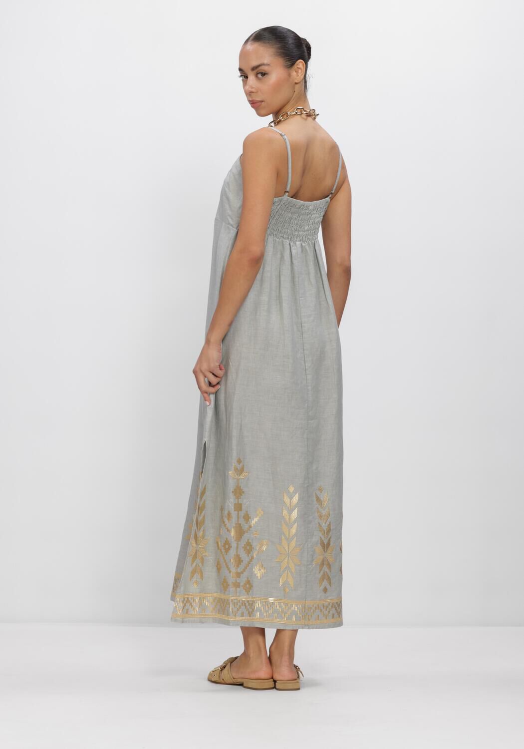 Hellblau GREEK ARCHAIC KORI Maxikleid S26K-2043211 - large