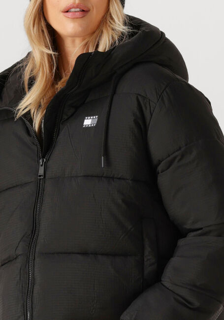 Schwarze TOMMY JEANS Wattierte Jack TJW HOODED PUFFER JACKET - large