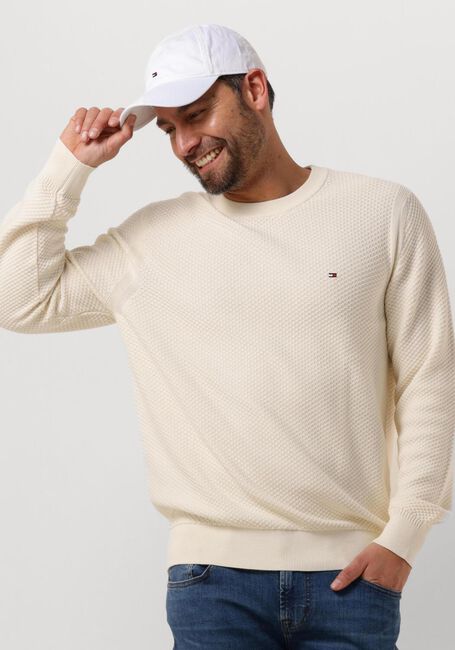 Beige TOMMY HILFIGER Pullover OVAL STRUCTURE CREW NECK - large