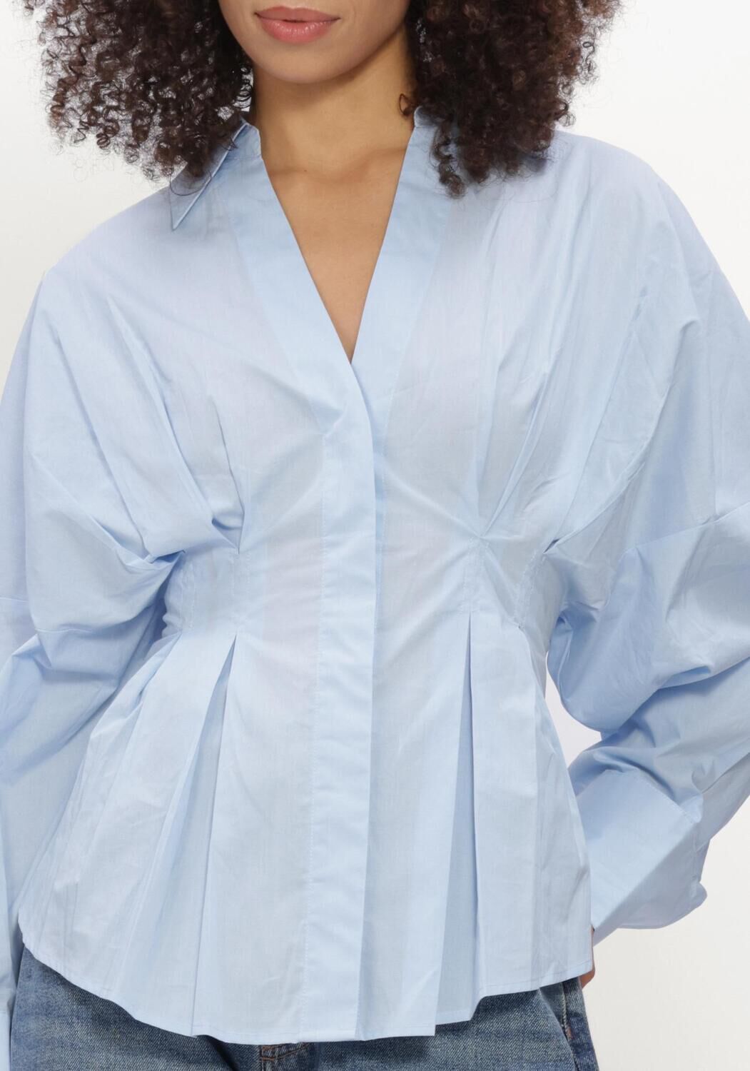 Hellblau CATWALK JUNKIE Blusen BLOUSE WITH WAIST PLEATS - large