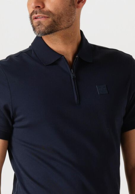 Blaue PME LEGEND Polo-Shirt SHORT SLEEVE POLO INTERLOCK MELANGE ZIP - large