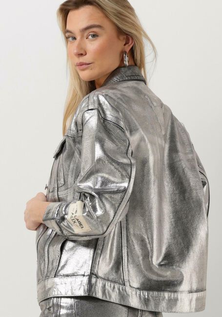 Silberne ALIX THE LABEL Jack LADIES WOVEN SILVER DENIM JACKET - large