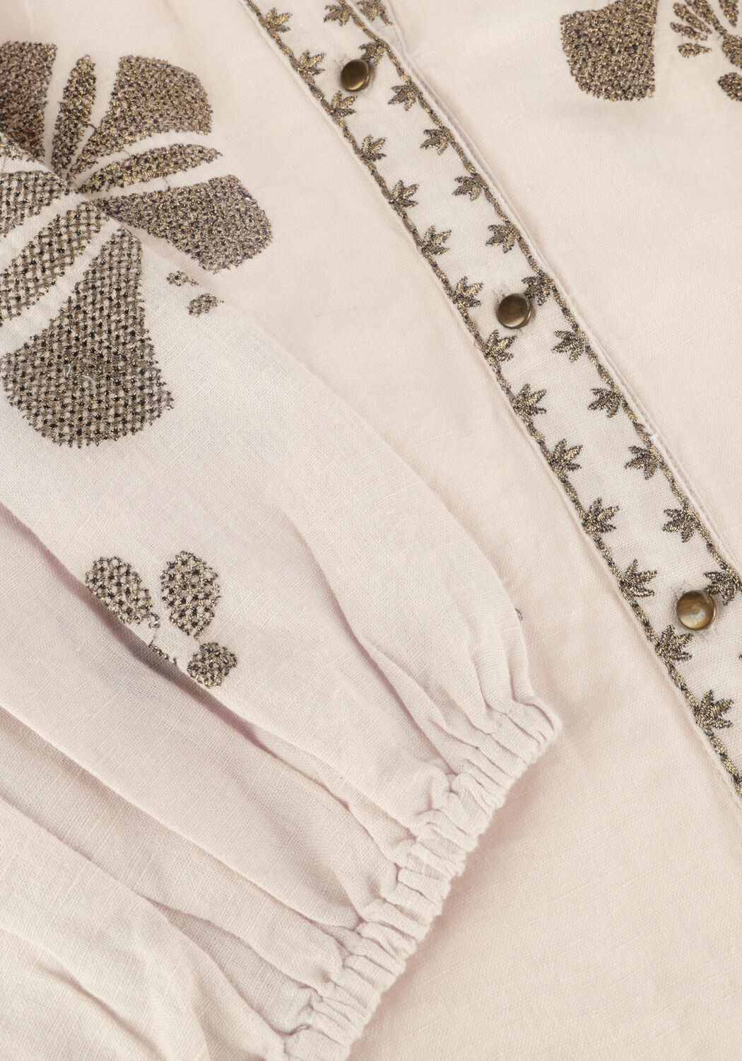 Beige SUMMUM Blusen LONGSLEEVE TOP LINEN HEAVY EMBROIDERY - large