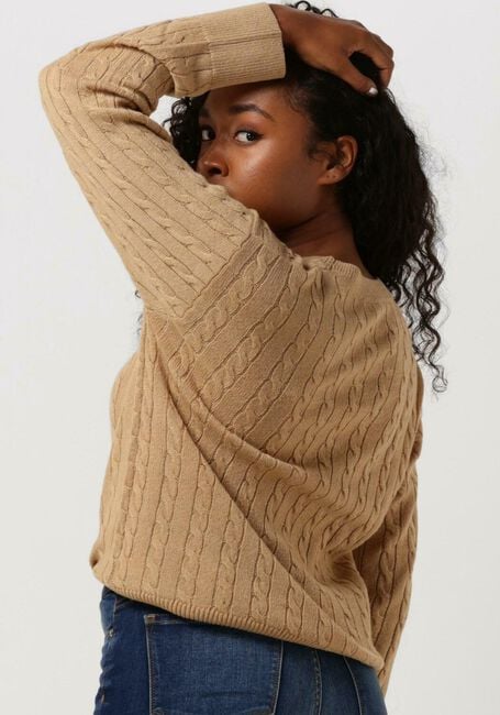 Camelfarbene TOMMY HILFIGER Pullover SOFTWOOL CABLE C-NK SWEATER - large