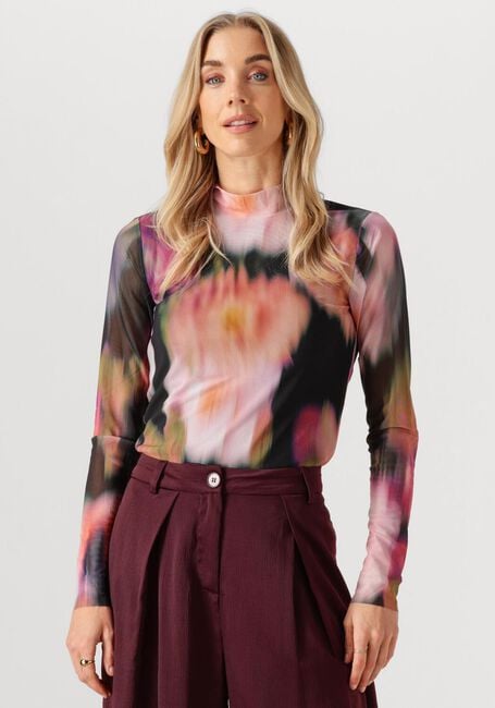 Schwarze Y.A.S. Top YASMINDY HIGH NECK LS MESH TOP - large