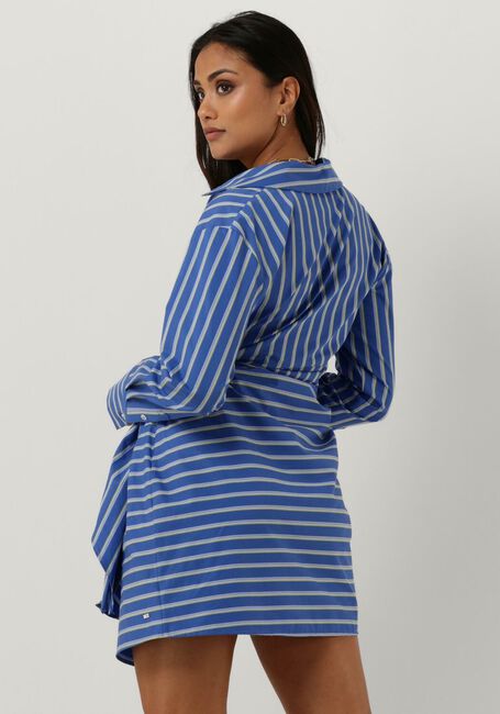 Blaue TOMMY HILFIGER Minikleid CO STRIPE SHORT WRAP SHIRT DRESS - large