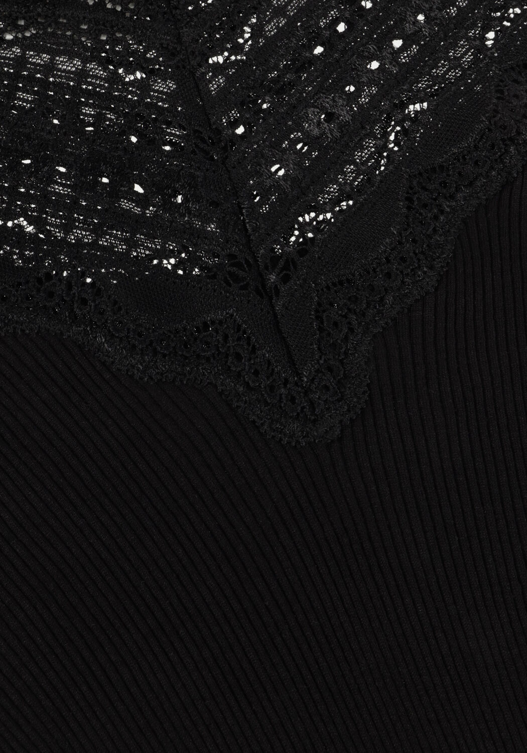 Schwarze ROSEMUNDE Tops & T-shirts SILK T-SHIRT W/ LACE - large