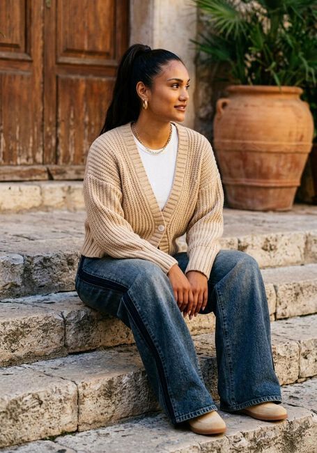 Beige NUKUS Strickjacke JOLIJN CARDIGAN - large