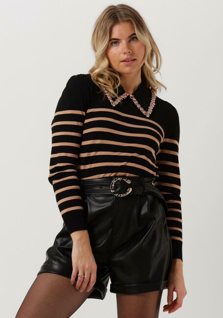 Schwarze LIU JO Pullover MAGLIA CHIUSA M/L STRIPES - large