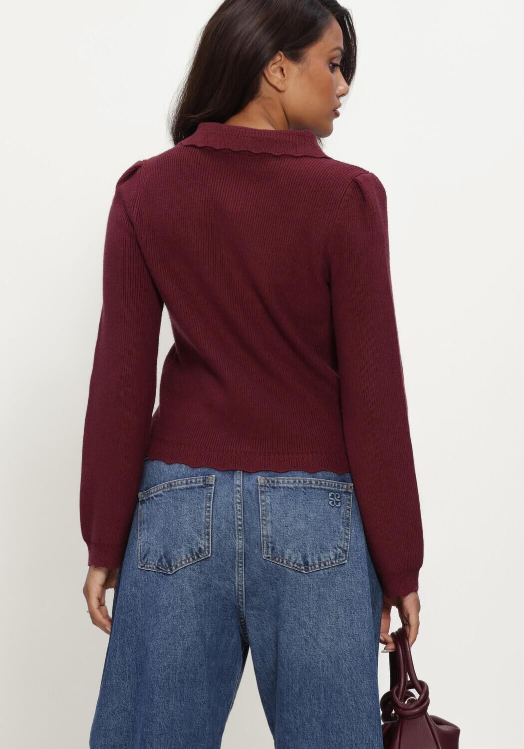 Bordeaux OBJECT Pullover OBJPARYA THESS L/S RE KNIT CARDIGAN - large