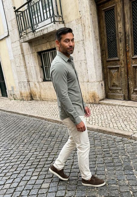 Olive CAST IRON Casual-Oberhemd CF TECH TWILL JERSEY - large