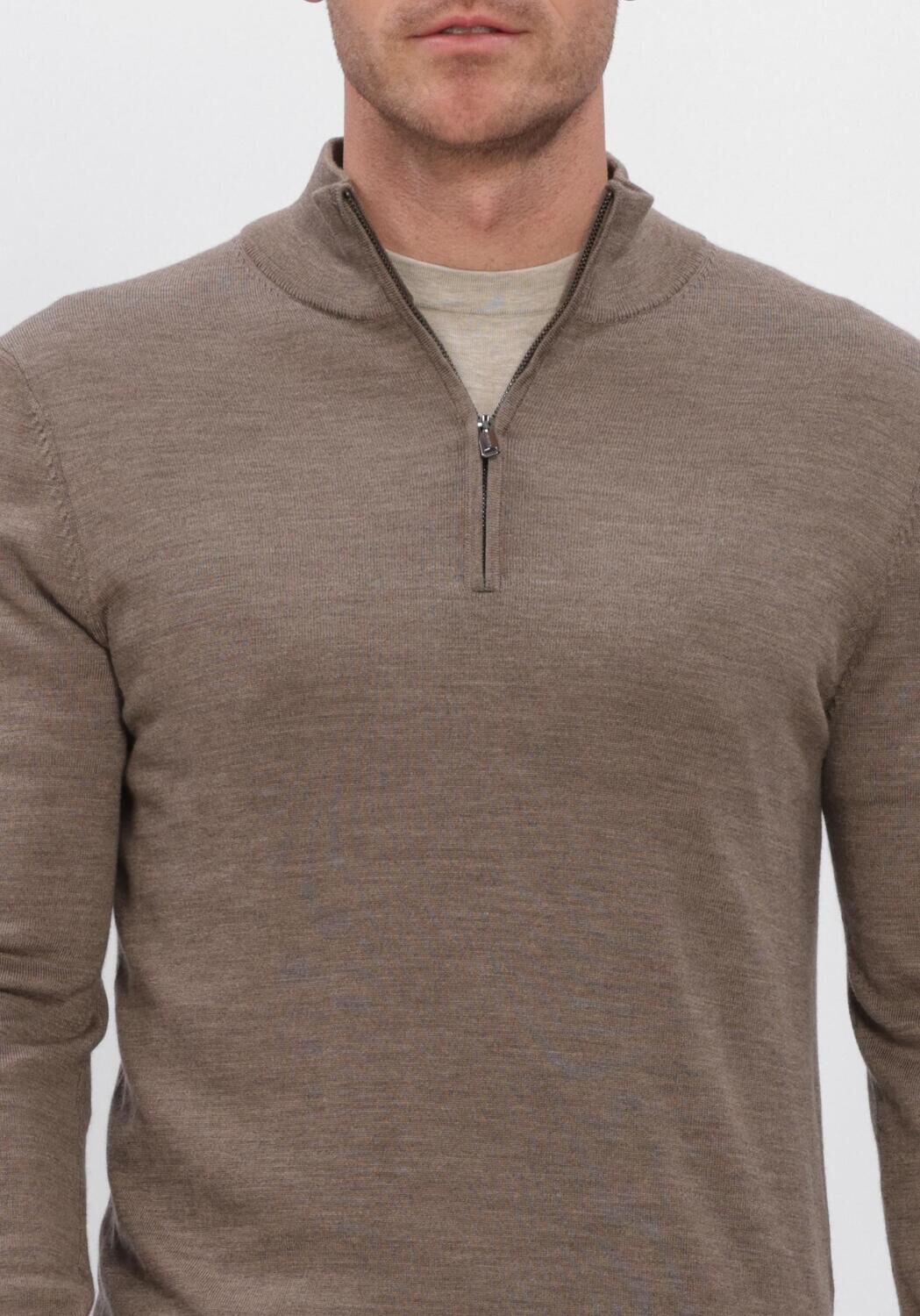 Taupe PROFUOMO Pullover PULLOVER HALF ZIP EXTRAFINE MERINO - large