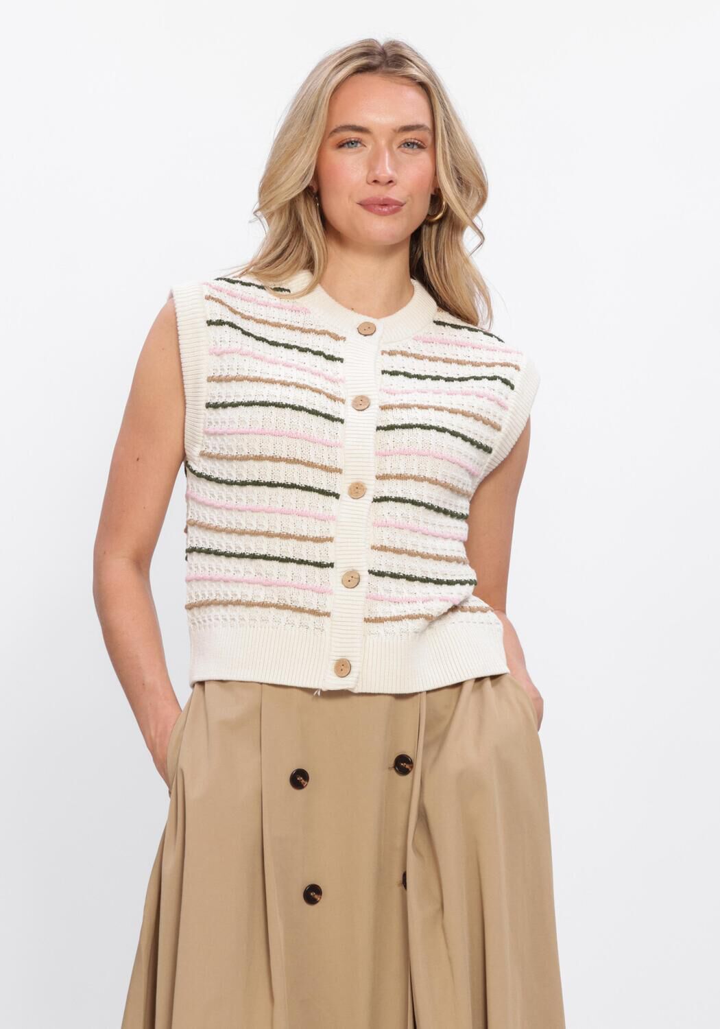 Mehrfarbige/Bunte Y.A.S. Strickjacke YASNILO KNIT VEST - large