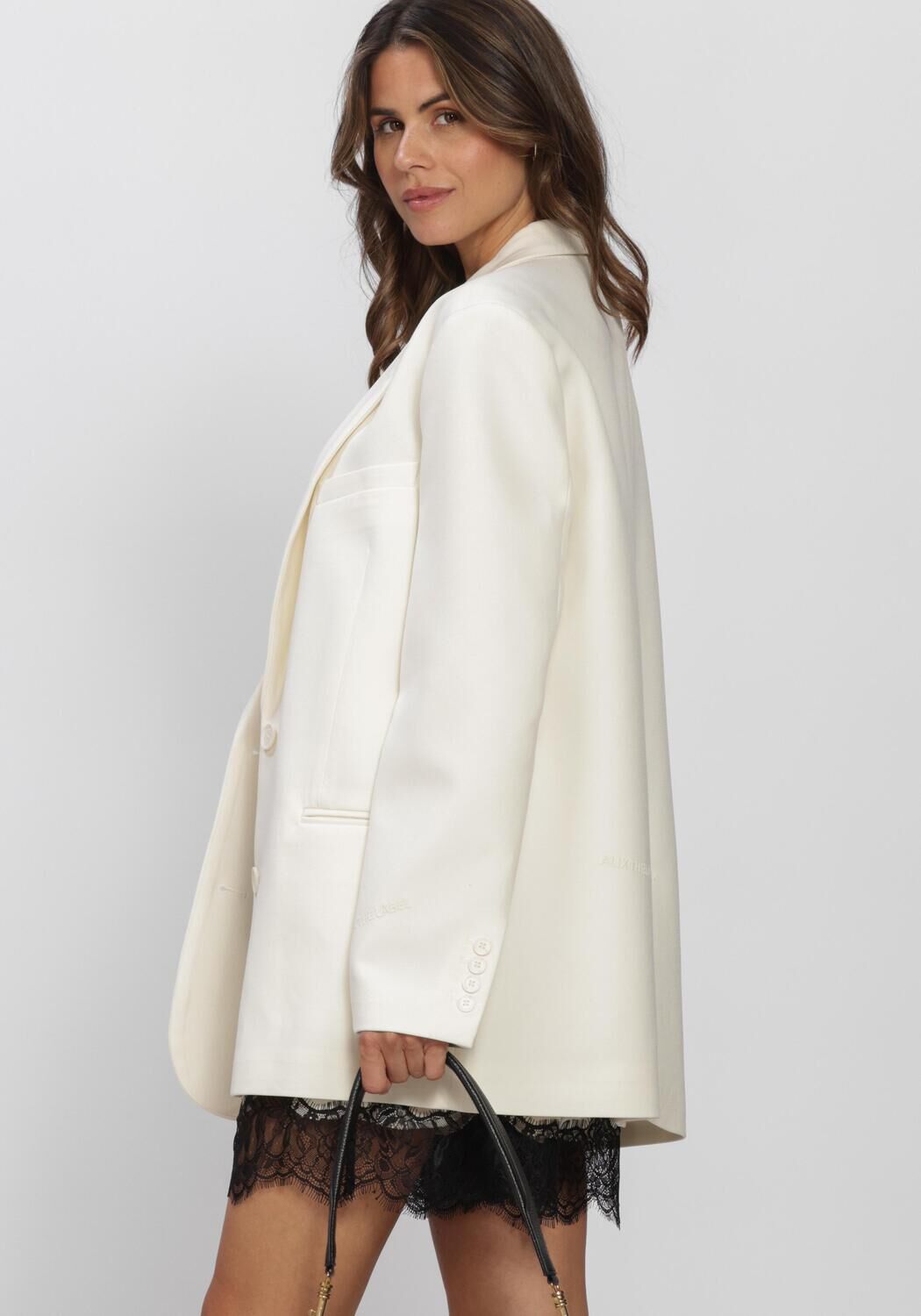 Creme ALIX THE LABEL Blazer LADIES WOVEN FLOWY OVERSIZED BLAZER - large