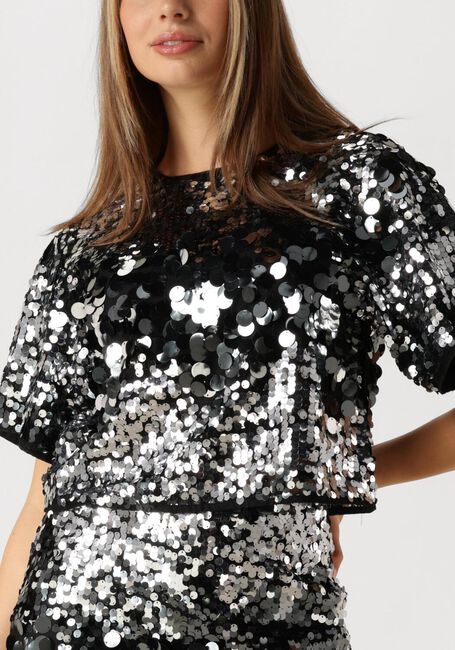 Silberne SELECTED FEMME Top SLFTANA 3/4 SEQUINS TOP - large