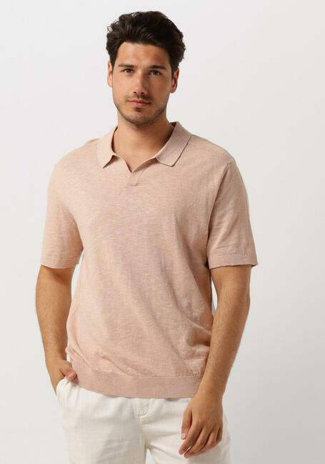 Pfirsich SELECTED HOMME Polo-Shirt SLHBERG LINEN SS KNIT OPEN POLO - large
