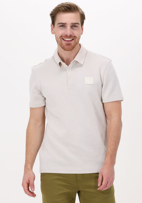 Beige COLOURFUL REBEL Polo-Shirt STRUCTURE PATCH POLO - large