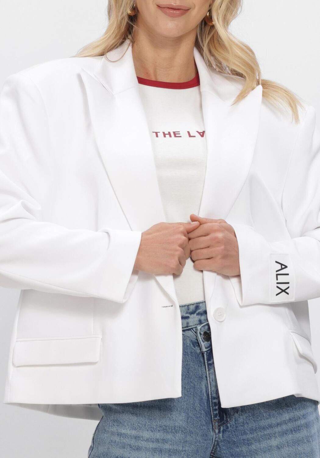 Wei&szlig;e ALIX THE LABEL Blazer LADIES WOVEN OVERSIZED TWILL BLAZER - large