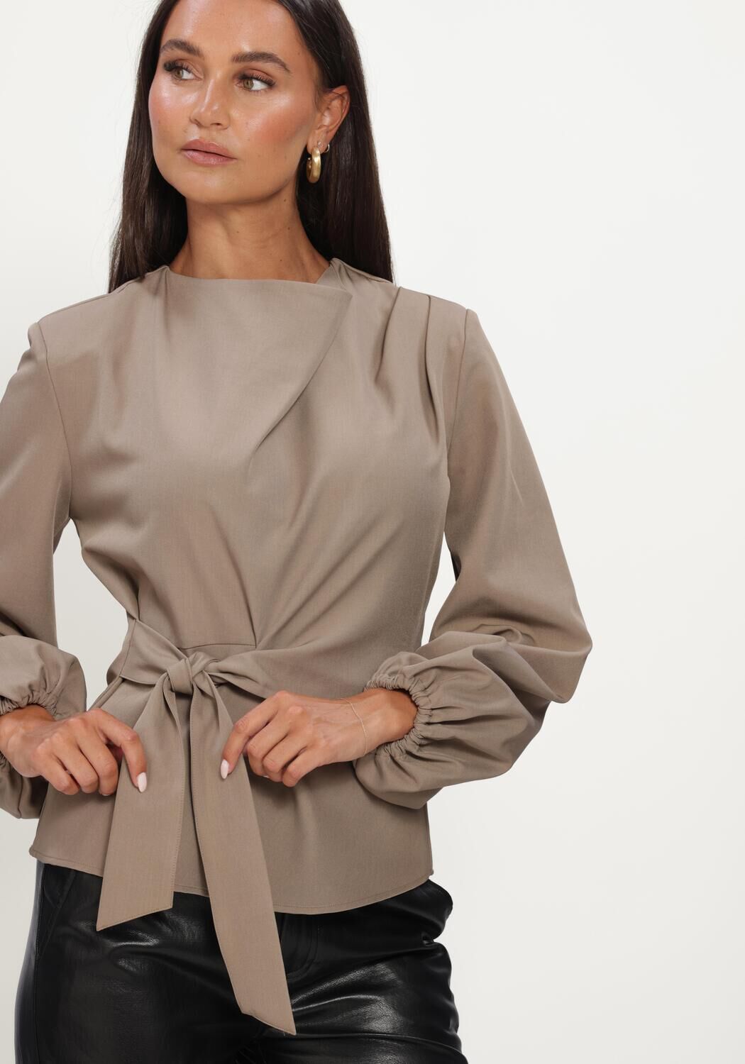 Taupe CO'COUTURE Blusen LUNACC TIE BLOUSE - large