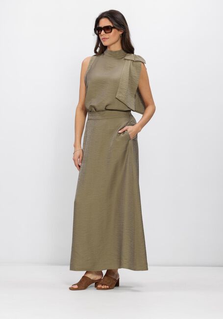 Khaki JANSEN AMSTERDAM Top ORLA TOP WS 306 SLEEVELESS TRANSPARANT BOW AT SHOULDER - large