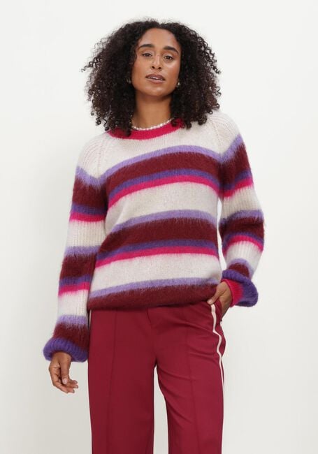 Mehrfarbige/Bunte POM AMSTERDAM Pullover FAYE STRIPED RED - large