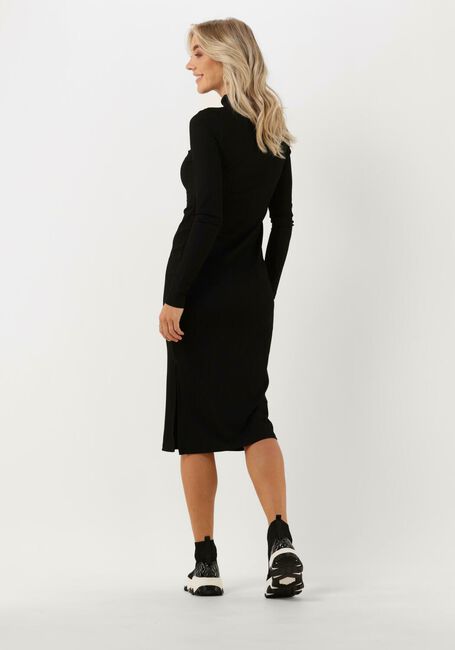 Schwarze CALVIN KLEIN Midikleid SHINY RIB HIGH NECK DRESS - large