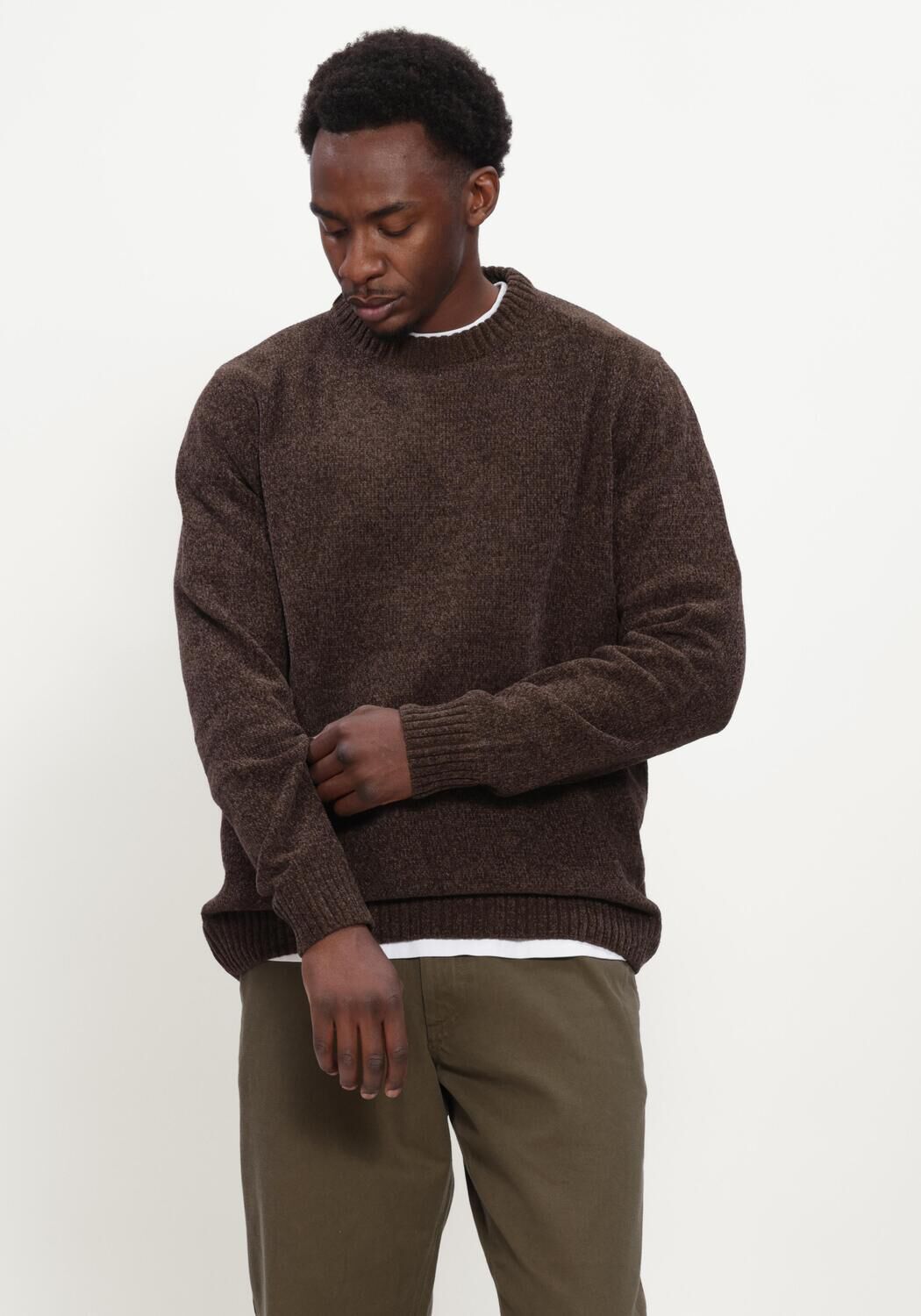 Braune ANERKJENDT Pullover AKSUNE CHENILLE KNIT - large