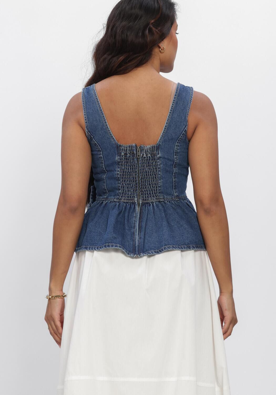 Blaue Y.A.S. Tops & T-shirts YASELSIE SL PEPLUM DENIM TOP - large
