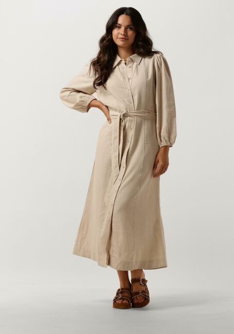 Beige Y.A.S. Midikleid YASFLAXY 3/4 LINEN SHIRT DRESS - large