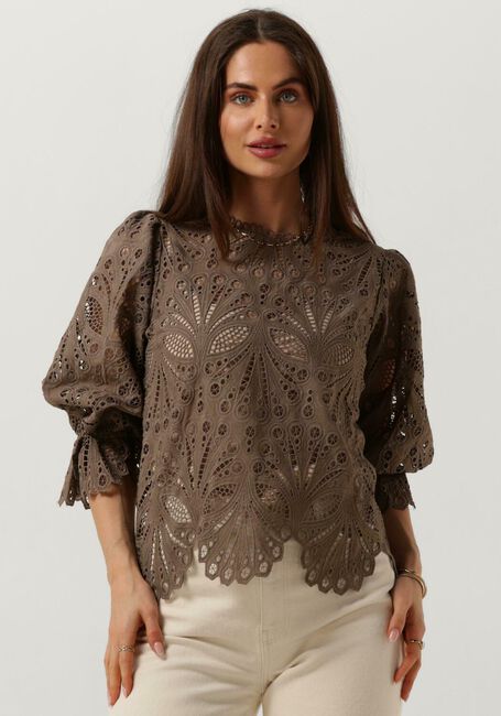 Taupe NEO NOIR Blusen ADELA EMBROIDERY BLOUSE - large