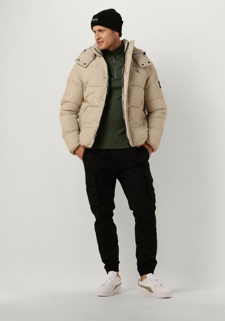 Beige CALVIN KLEIN Wattierte Jack ESSENTIALS NON DOWN LOGO JACKET - large