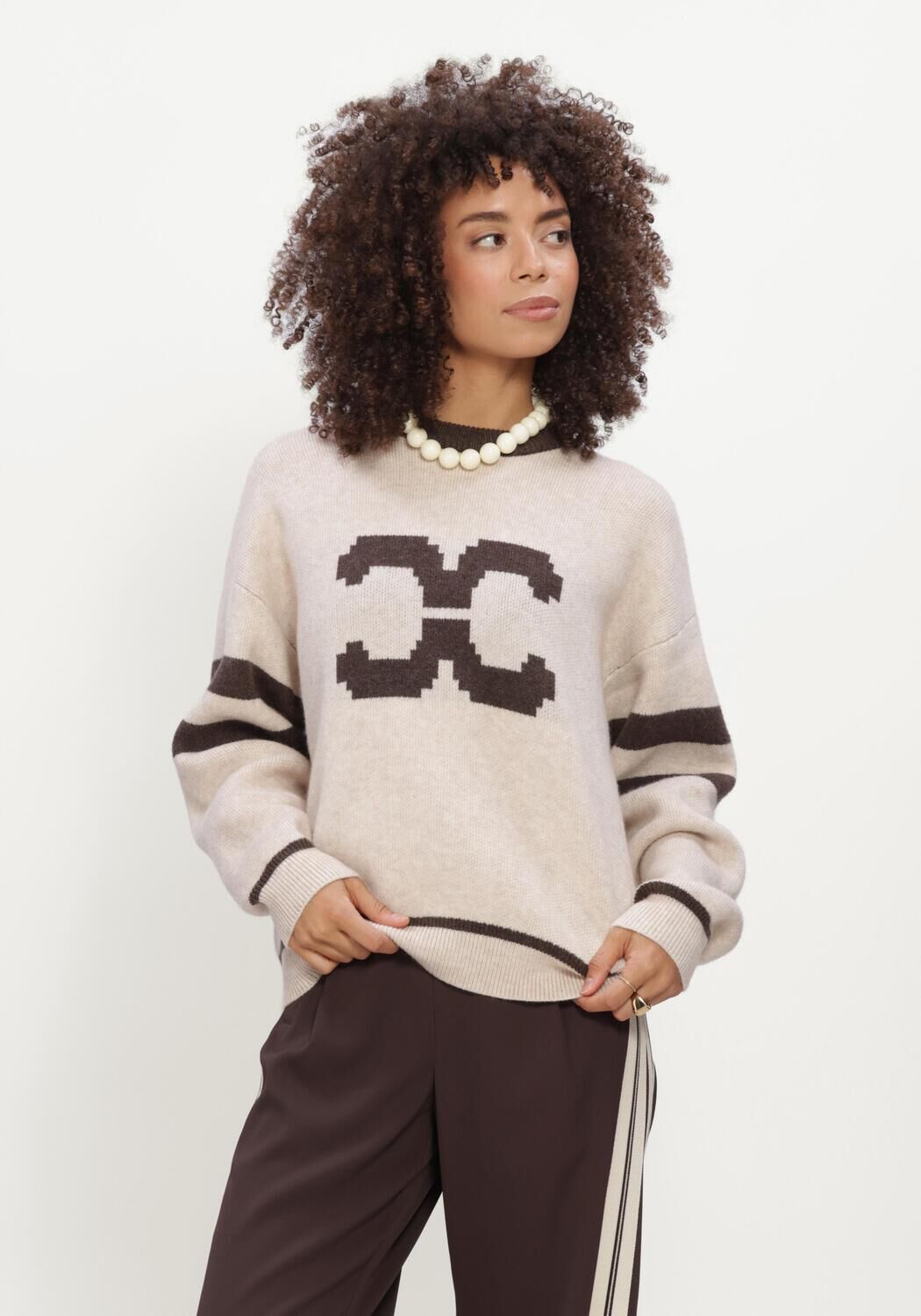 Beige CO'COUTURE Pullover ROWCC COCO LOGO KNIT - large