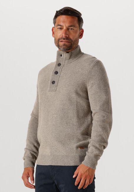 Beige BARBOUR Pullover ESSENTIAL PATCH HALF ZIP KNITTED JUMPER - large