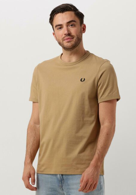 Camelfarbene FRED PERRY T-shirt RINGER T-SHIRT - large