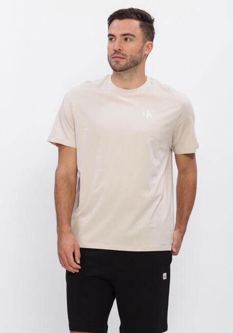 Beige CALVIN KLEIN T-shirt SS 30S CLASSIC BACK MONOLOGO TEE - large