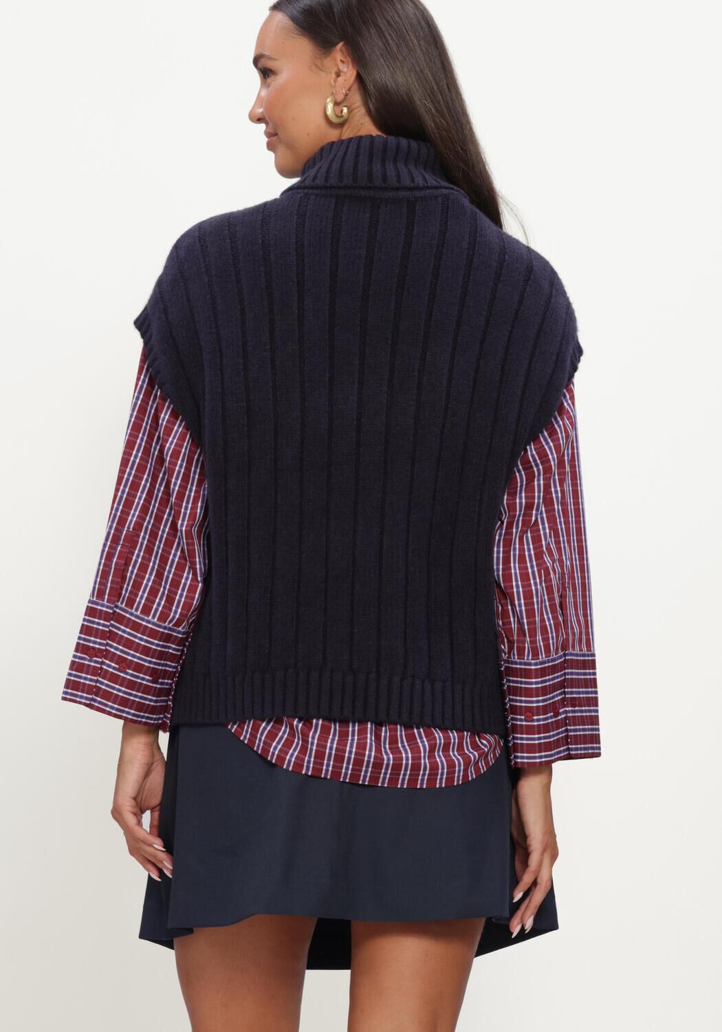 Dunkelblau CO'COUTURE Spencer ROWCC OVERSIZE CABLE KNIT VEST - large