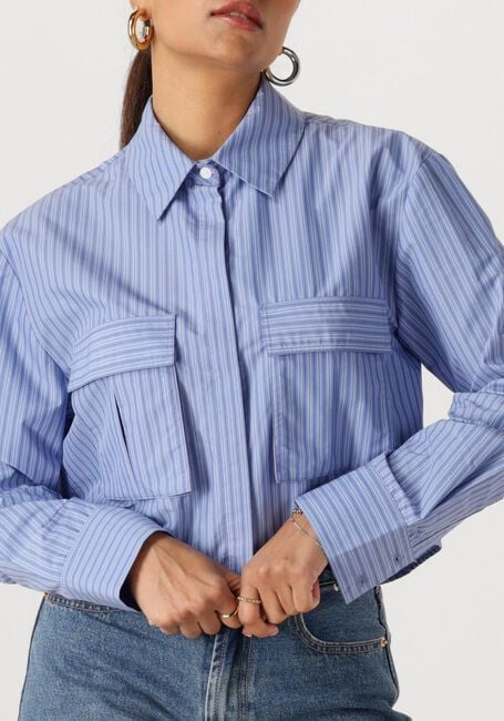 Blaue WITHBLACK Blusen WBLLEMON LS CROPPED SHIRT - large