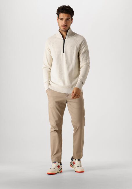 Beige CAST IRON Pullover HALF ZIP COLLAR COTTON HEATHER PLATED BLEND - large