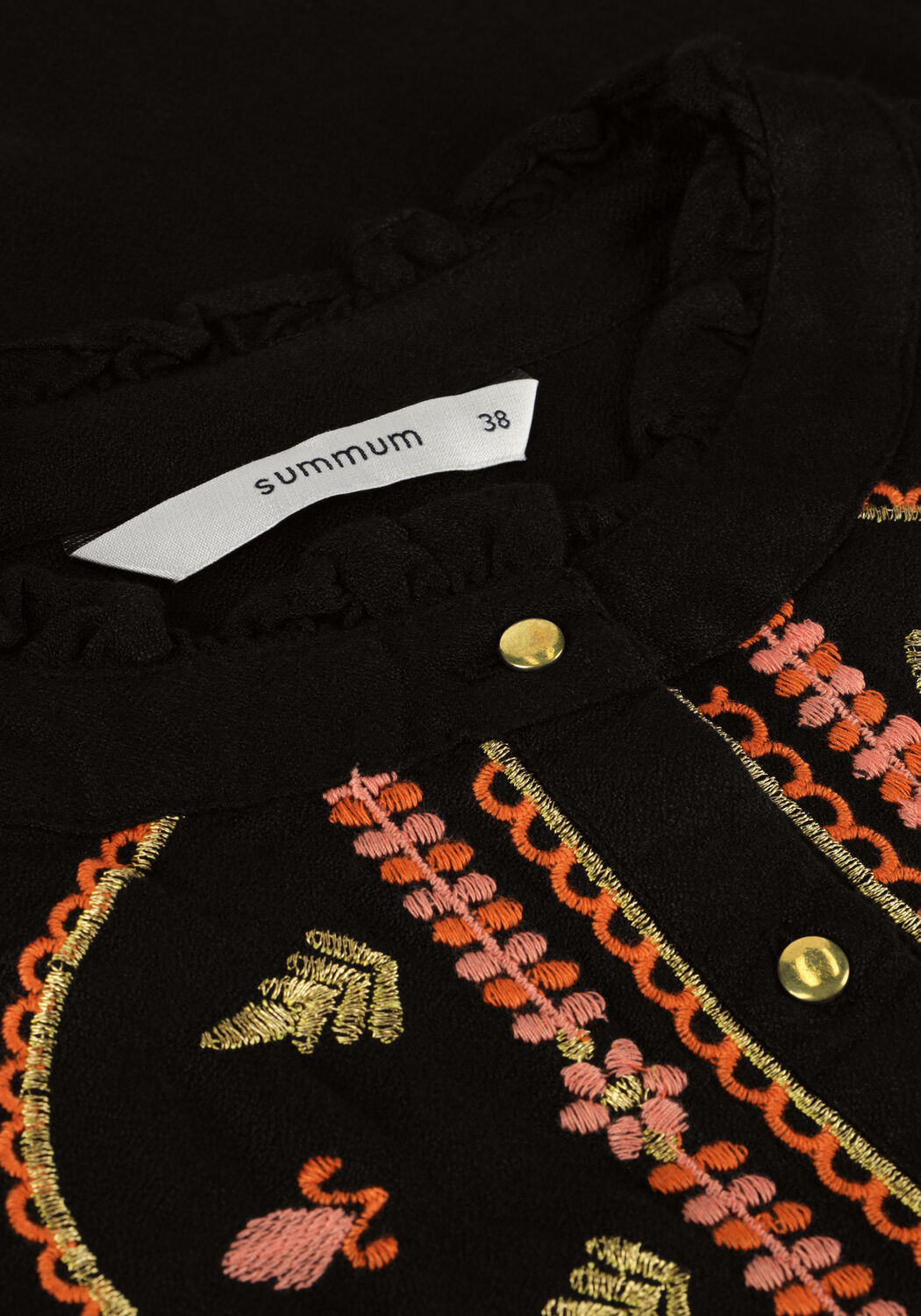 Schwarze SUMMUM Blusen TOP EMBROIDERED CREPE - large