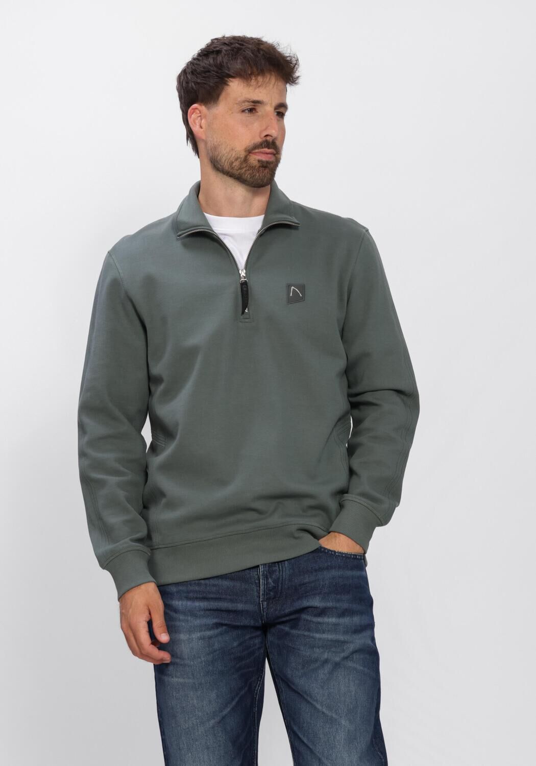 Dunkelgr&uuml;n CHASIN Pullover RYDEN ZIP-UP - large