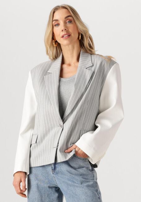 Graue ALIX THE LABEL Blazer LADIES WOVEN PINSTRIPE CROPPED BLAZER - large