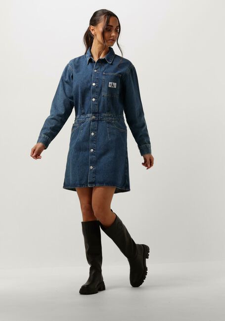 Blaue CALVIN KLEIN Minikleid DARTED DENIM SHIRT DRESS - large
