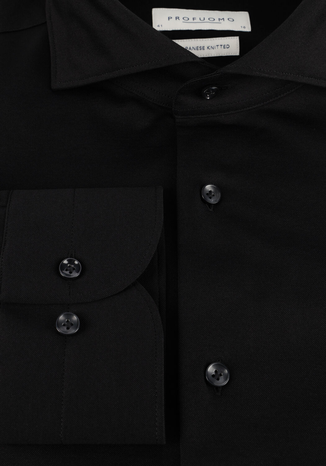 Schwarze PROFUOMO Klassisches Oberhemd SHIRT X-CUTAWAY JAPANESE KNITTED - large