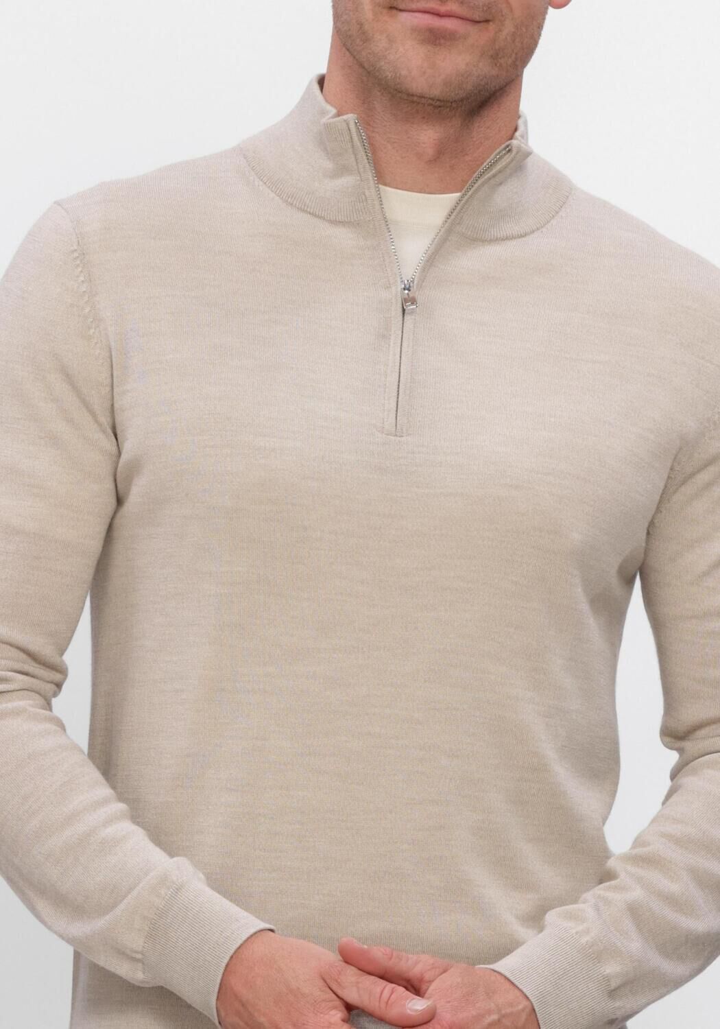 Beige PROFUOMO Pullover PULLOVER HALF ZIP EXTRAFINE MERINO - large