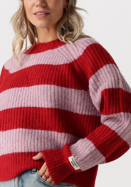 Rote COLOURFUL REBEL Pullover KINZA STRIPED KNITTED SWEATER - large