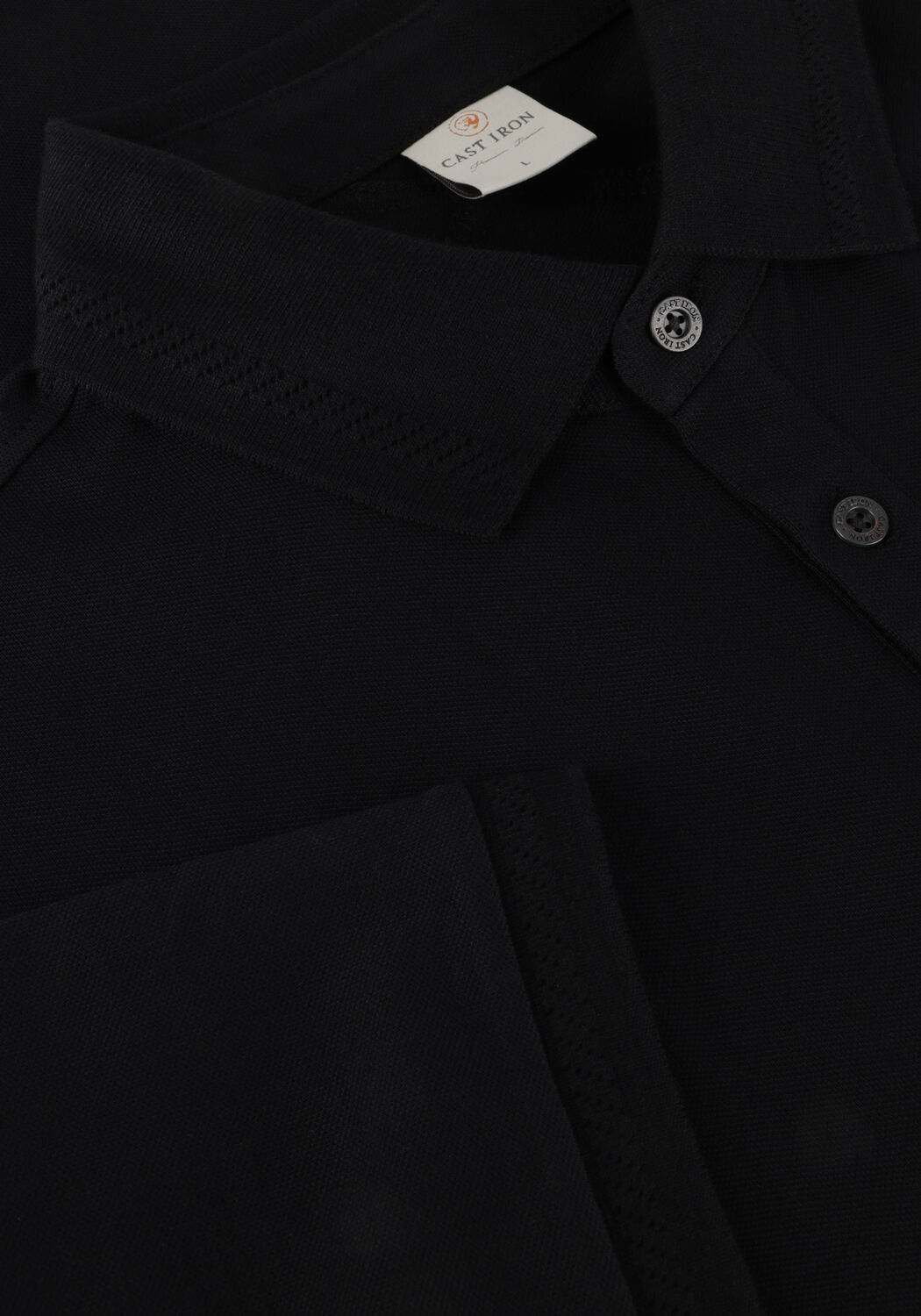 Schwarze CAST IRON Polo-Shirt SHORT SLEEVE POLO FINE PIQUE ESSENTIAL - large